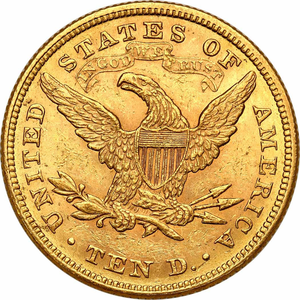 USA. Złote 10 $ dolarów 1880 Philadelphia - PIĘKNE